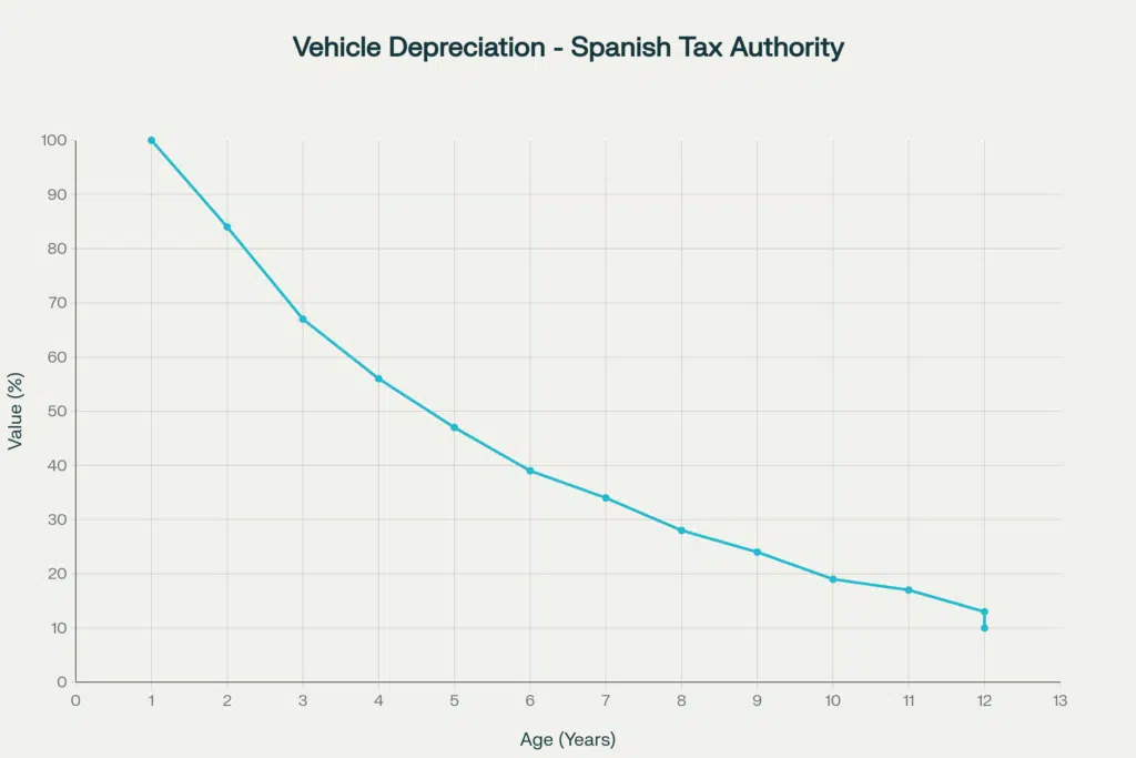 Valor Venal de un Coche: Guía Completa para Comprar, Vender y Reclamar en 2025 1 tabla depreciacion coches